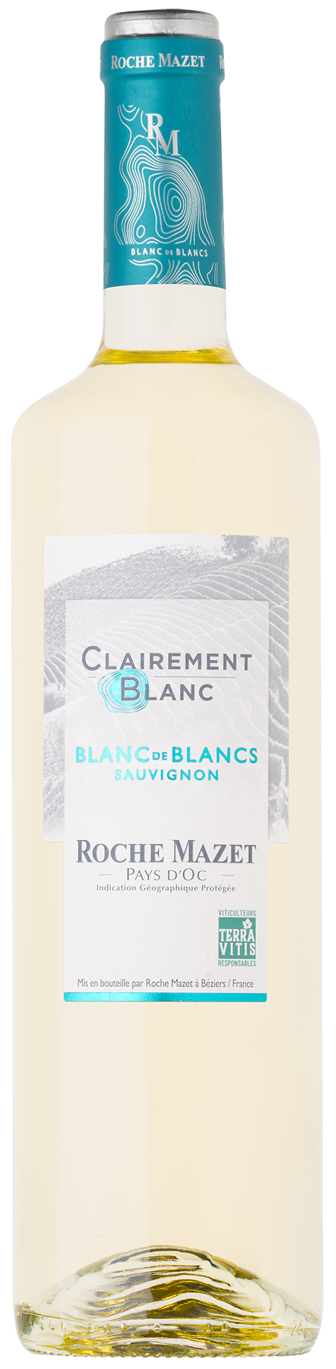 Bouteille de vin blanc Clairement blanc de Roche Mazet 100% Sauvignon